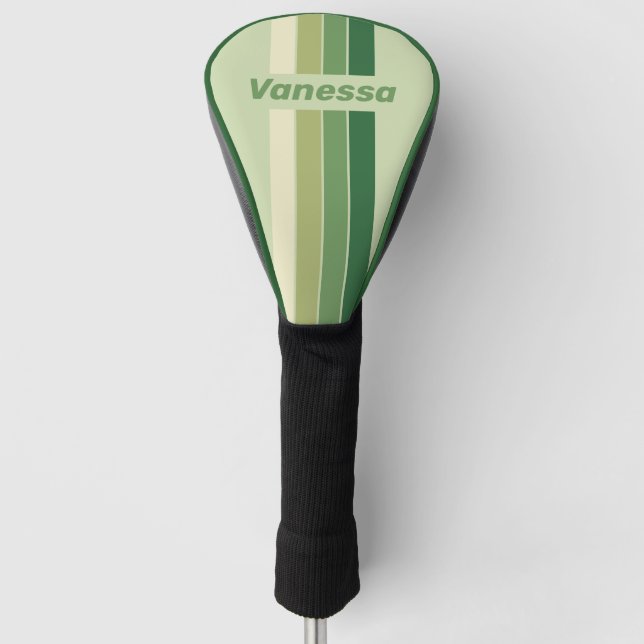 Funda Para Palo De Golf Retro Moss Rainbow Pin Striping with Name (Anverso)