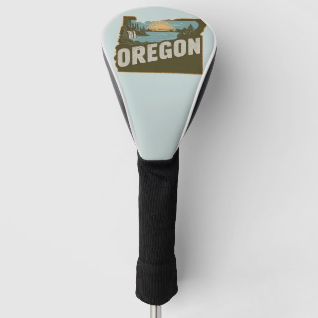 Funda Para Palo De Golf Retro Oregon Silhouette (Anverso)