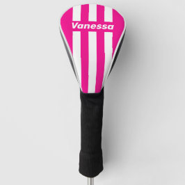 Funda Para Palo De Golf Retro Pink Lollipop Three Pin Stripes with Name