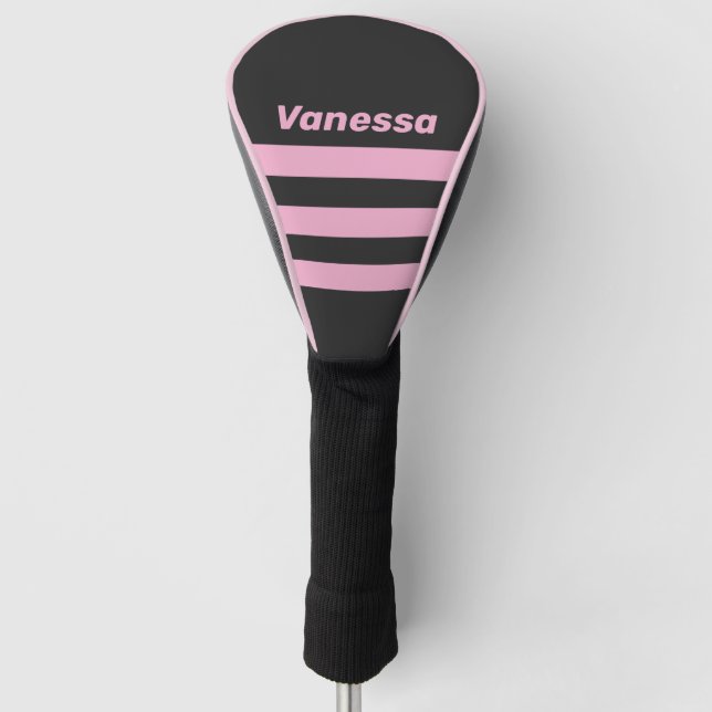 Funda Para Palo De Golf Retro Pink Night Three Across Striping with Name (Anverso)