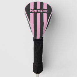 Funda Para Palo De Golf Retro Pink Night Three Pin Stripes with Name