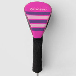 Funda Para Palo De Golf Retro Pink Sky Across Striping with Name