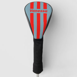 Funda Para Palo De Golf Retro Red Sea Three Pin Stripes with Name