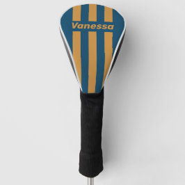 Funda Para Palo De Golf Retro Royal Gold Three Pin Stripes with Name