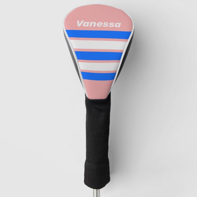 Funda Para Palo De Golf Retro Sea Kiss Across Striping with Name (Anverso)