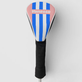Funda Para Palo De Golf Retro Sea Kiss Pin Stripes with Name