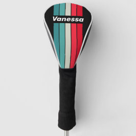 Funda Para Palo De Golf Retro Stealth Rainbow Pin Striped with Name