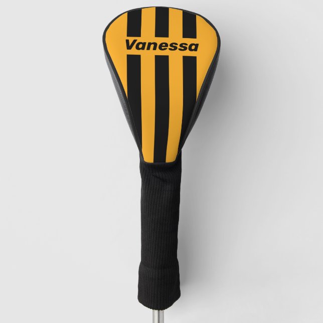 Funda Para Palo De Golf Retro Sunflower Buzz Three Pin Stripes with Name (Anverso)