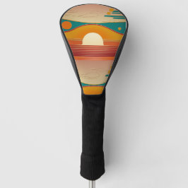 Funda Para Palo De Golf Retro Sunset Lines Aesthetic Golf Driver Cover