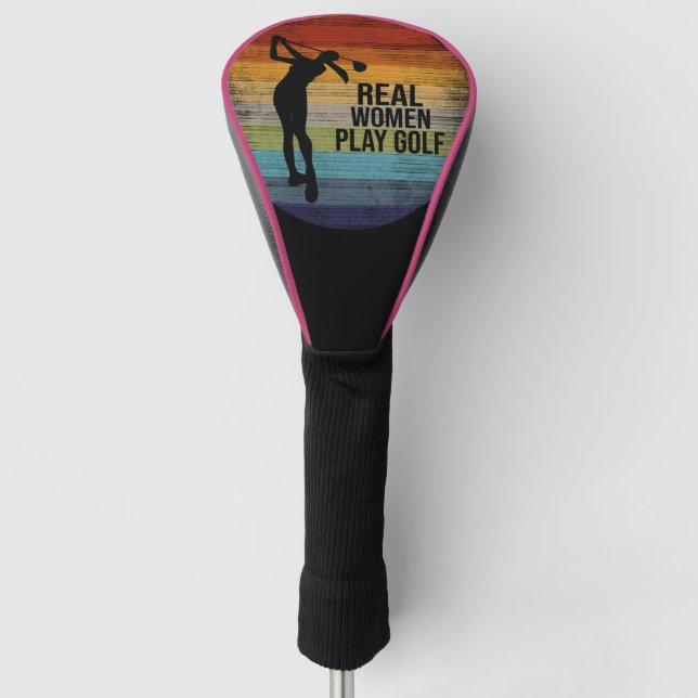 Funda Para Palo De Golf Retro Sunset Real Women Juega al Golf (Anverso)
