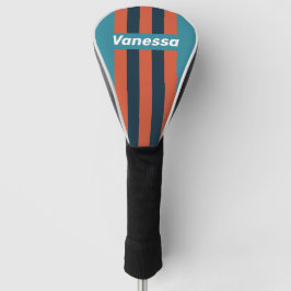 Funda Para Palo De Golf Retro Teal Splash Pin Stripes with Name