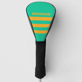 Funda Para Palo De Golf Retro Tropical Punch con franjas y nombre