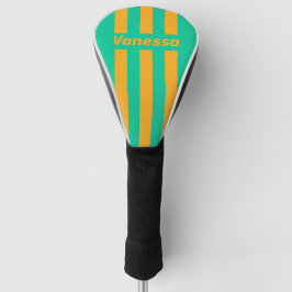 Funda Para Palo De Golf Retro Tropical Punch Pin Stripes with Name