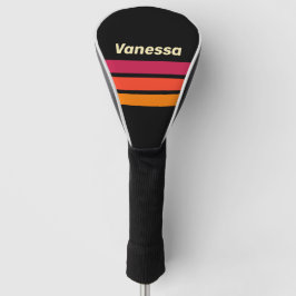 Funda Para Palo De Golf Retro VHS a través de rayas con nombre
