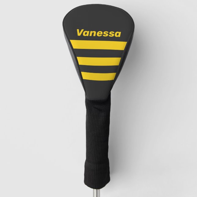 Funda Para Palo De Golf Retro Yellowjacket Three Across Striping with Name (Anverso)