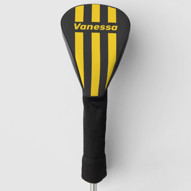 Funda Para Palo De Golf Retro Yellowjacket Three Pin Stripes with Name (Anverso)