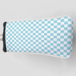 Funda Para Palo De Golf Robin Egg Blue con patrón de cuadrado blanco