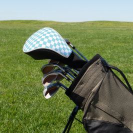 Funda Para Palo De Golf Robin Egg Blue con patrón de cuadrado blanco