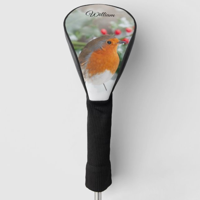 Funda Para Palo De Golf Robin elegante en las Berries Rojas de Nieve perso (Anverso)