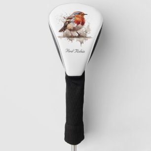 Funda Para Palo De Golf Robo rojo pájaro lindo en acuarela