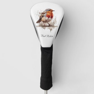 Funda Para Palo De Golf Robo rojo pájaro lindo en acuarela