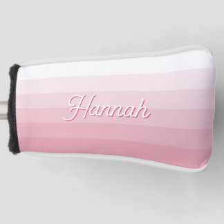 Funda Para Palo De Golf Rosa Blush Blanco Personalizado Ombre Raya