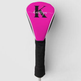 Funda Para Palo De Golf Rosa Caliente Monograma Negro
