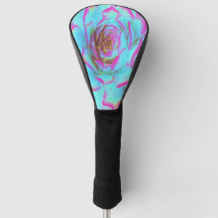 Funda Para Palo De Golf Rosa Caliente y Rojo Azul Sedum Suculento Roseta