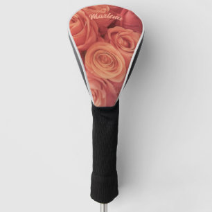 Funda Para Palo De Golf rosa coral rosa la fotografía floral agrega tu nom
