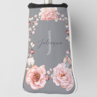 Funda Para Palo De Golf Rosa de color de agua personalizado | Gris