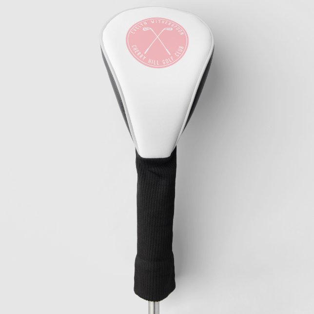 Funda Para Palo De Golf Rosa de golf personalizado (Anverso)