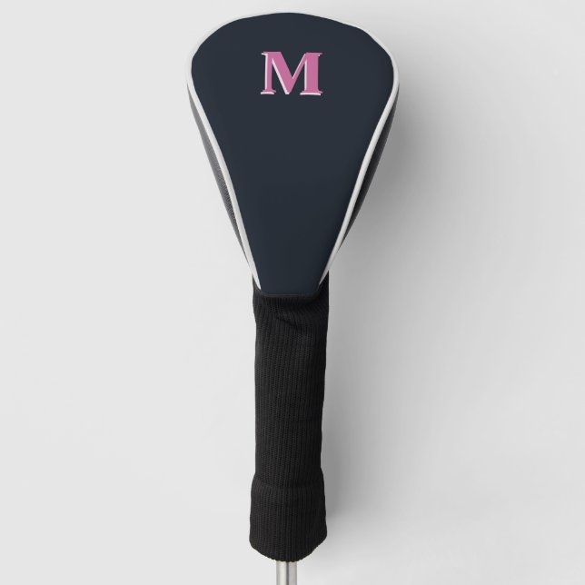 Funda Para Palo De Golf Rosa de la marina profunda monogramado (Anverso)