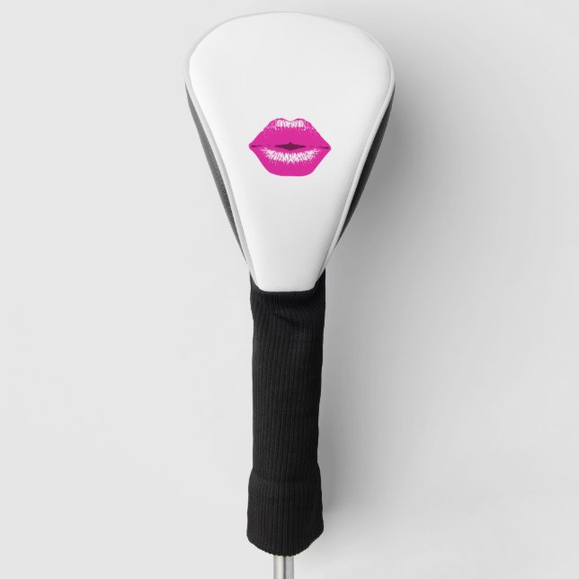 Funda Para Palo De Golf Rosa de los labios de besos (Anverso)