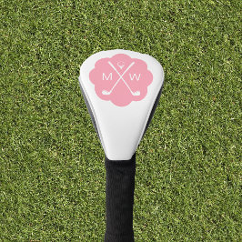 Funda Para Palo De Golf Rosa monograma personalizado