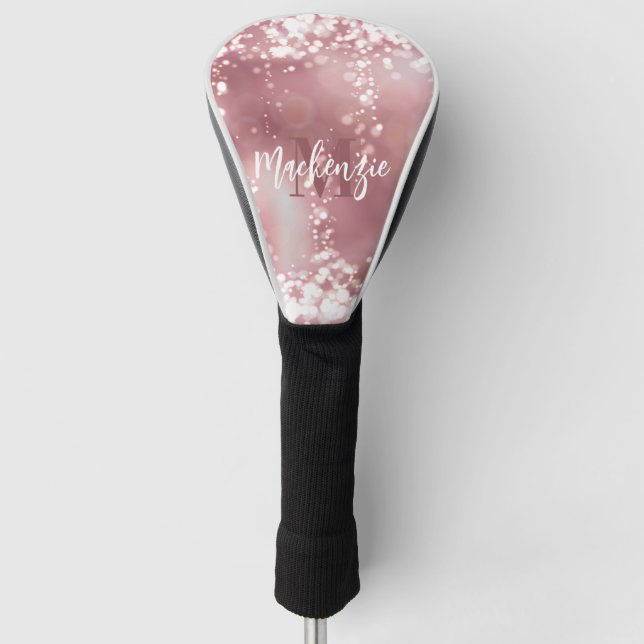 Funda Para Palo De Golf Rosa Purpurina de oro (Anverso)