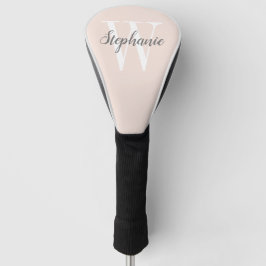 Funda Para Palo De Golf Rosa Rubor Gris Monograma Personalizado