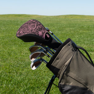 Funda Para Palo De Golf Rosa sobre paisajes florales negros vintage