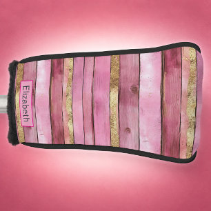 Funda Para Palo De Golf Rosa y Dorado Cubierta de Club de Golf Personaliza