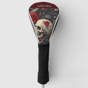 Funda Para Palo De Golf Rosas del cráneo gótico rojo