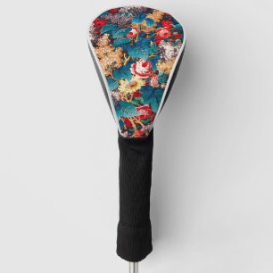 Funda Para Palo De Golf Rosas rojas de vintage y patrón floral de lilo