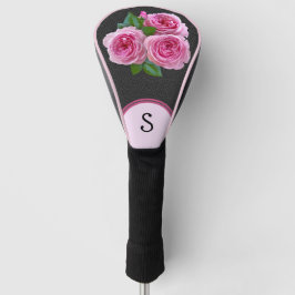 Funda Para Palo De Golf Rosas rosas rosas rosas en negro Monograma de Flor