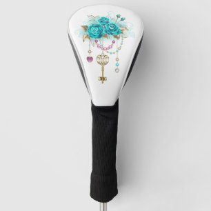 Funda Para Palo De Golf Rosas turquesas con llaves