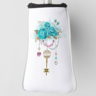 Funda Para Palo De Golf Rosas turquesas con llaves