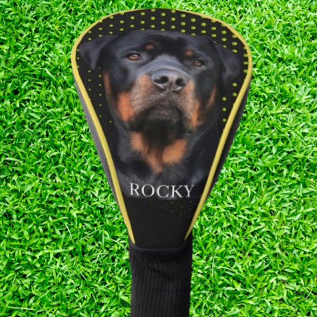Funda Para Palo De Golf   Rottweiler Amarillo (Protect your clubs in style with this Rottweiler golf head cover featuring unique yellow dots)