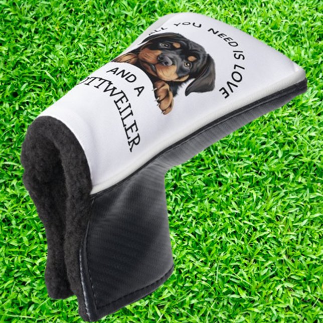 Funda Para Palo De Golf  Rottweiler-Loving  (Show your love for Rottweilers on the golf course with this adorable head cover.  )