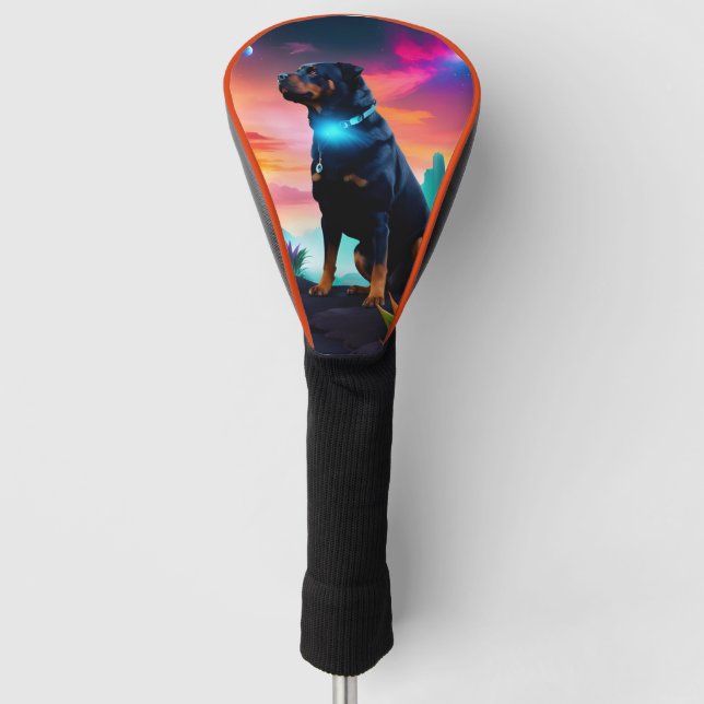 Funda Para Palo De Golf Rottweiler sobre un mundo extranjero (Anverso)