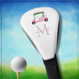 Funda Para Palo De Golf Rótulos de carrito de estilo verde rosado Nombre M