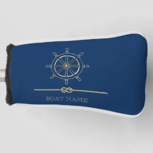 Funda Para Palo De Golf Rueda de Barco en Oro Náutico, Azul Marino