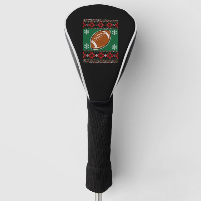 Funda Para Palo De Golf Rugby Ball Navidades feos suéter (Anverso)