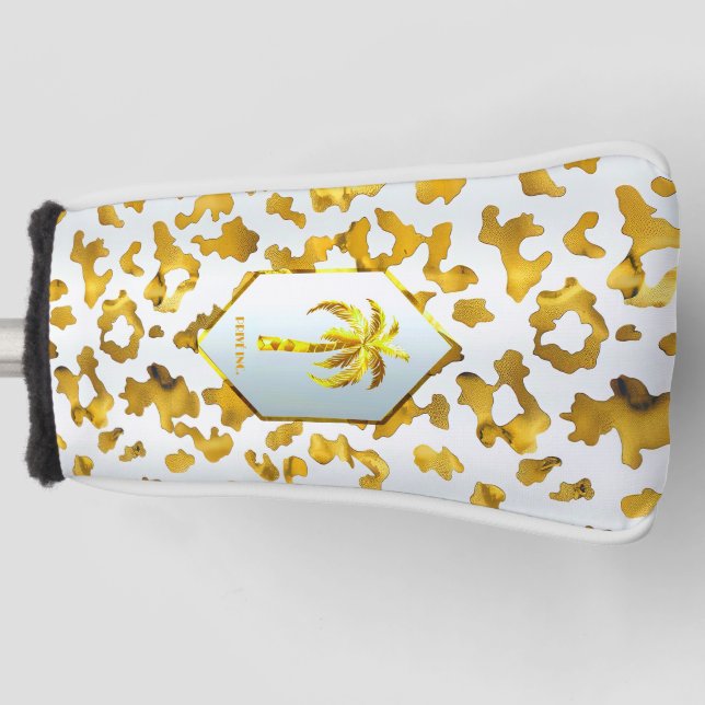 Funda Para Palo De Golf Safari Chic Gold Leopard Print Putter  (Anverso)